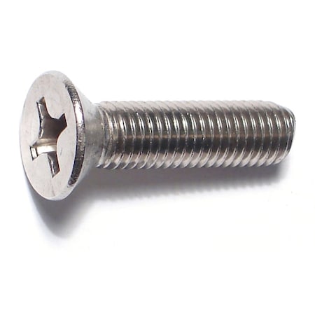 Midwest Fastener 1/4"-28 x 1 in Phillips Flat Machine Screw, Plain 18-8 Stainless Steel, 12 PK 37684